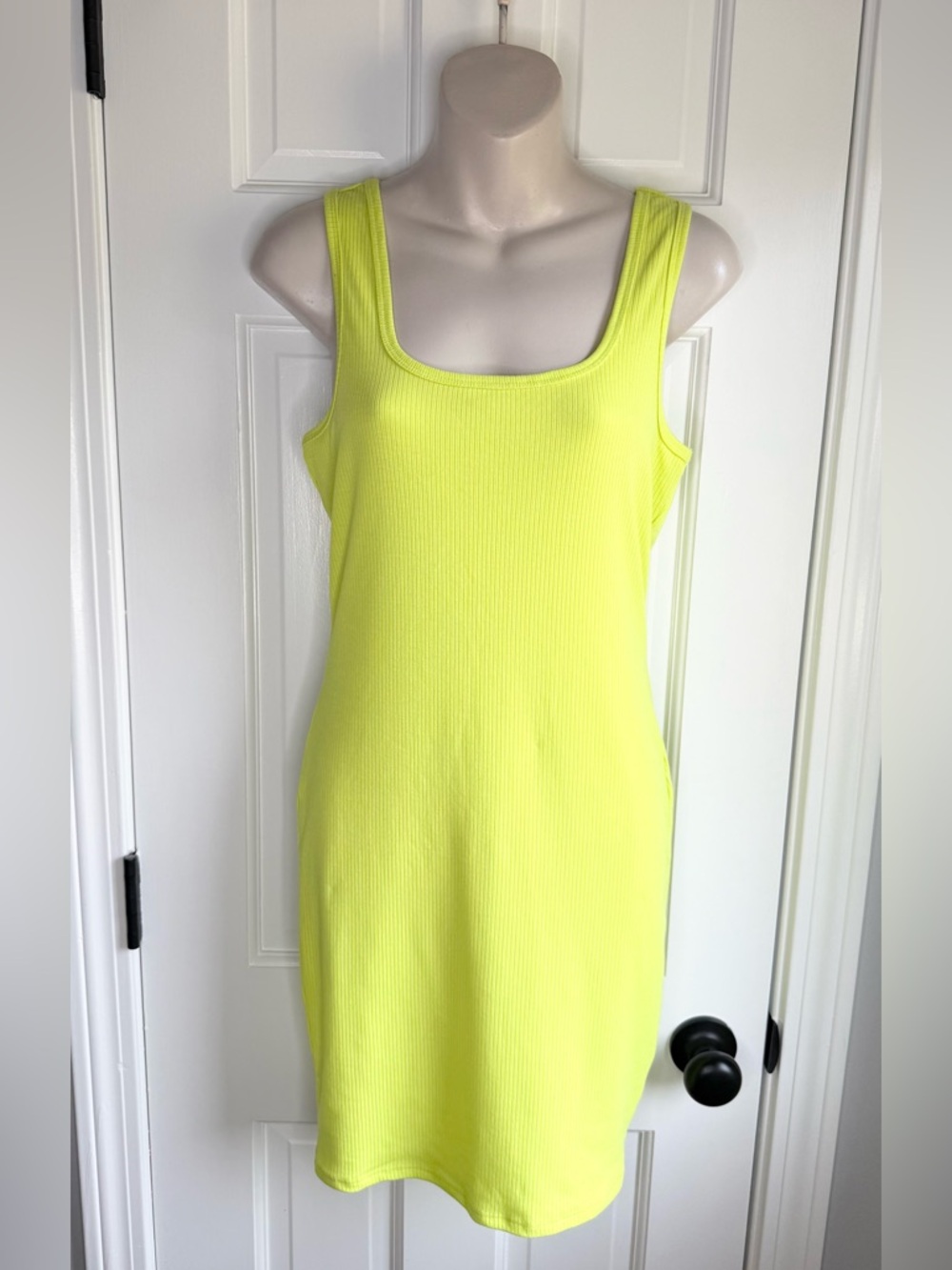 New Look Neon Yellow Ribbed Mini Dress
